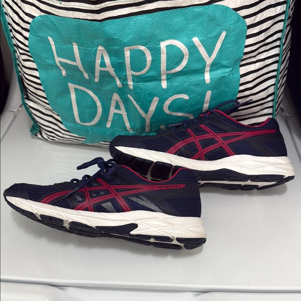 Asics Dark Blue and Magenta Athletic Shoes